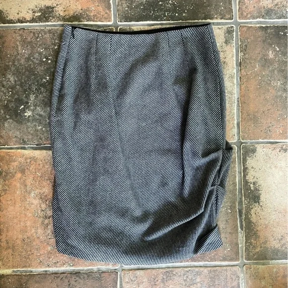 Anthropologie Eva Franco Ruffled Gathered Wool Blend Herringbone Mini Skirt Sz 4 - Picture 8 of 8